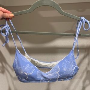 L*Space bikini top in sky blue with floral design